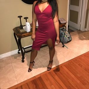 Burgundy strap dress